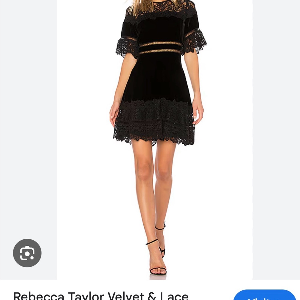 Rebecca Taylor Lace and Velvet Fit and Flare Dress Black Dress, 4, NWT